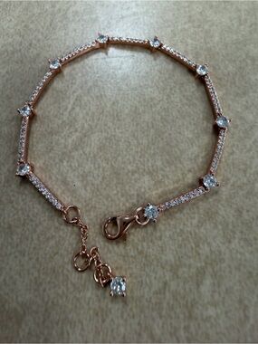 Pandora Rose Gold Crystal Station Bracelet 7 inches new no box